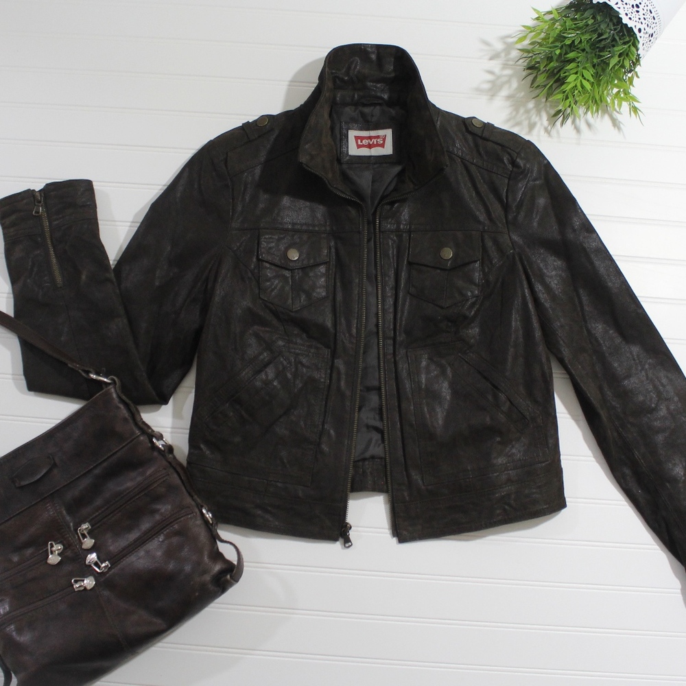 Dark Brown Levi Authentic Leather Jacket